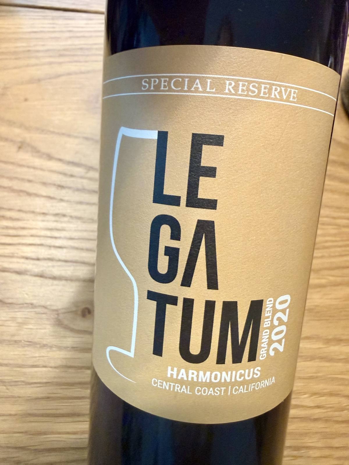 Front label of Legatum 2020 Harmonicus Special Reserve