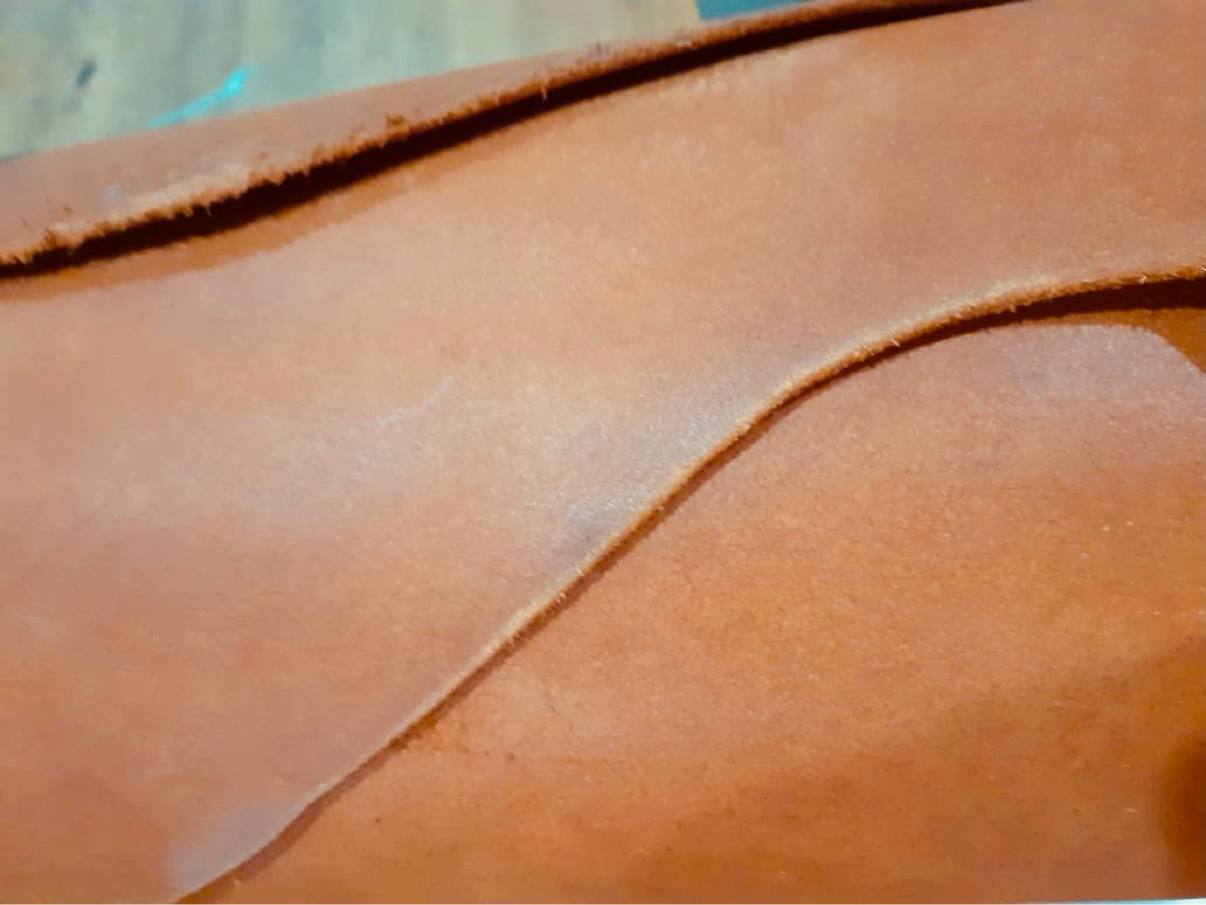 Sheets of natural leather prepared for cutting